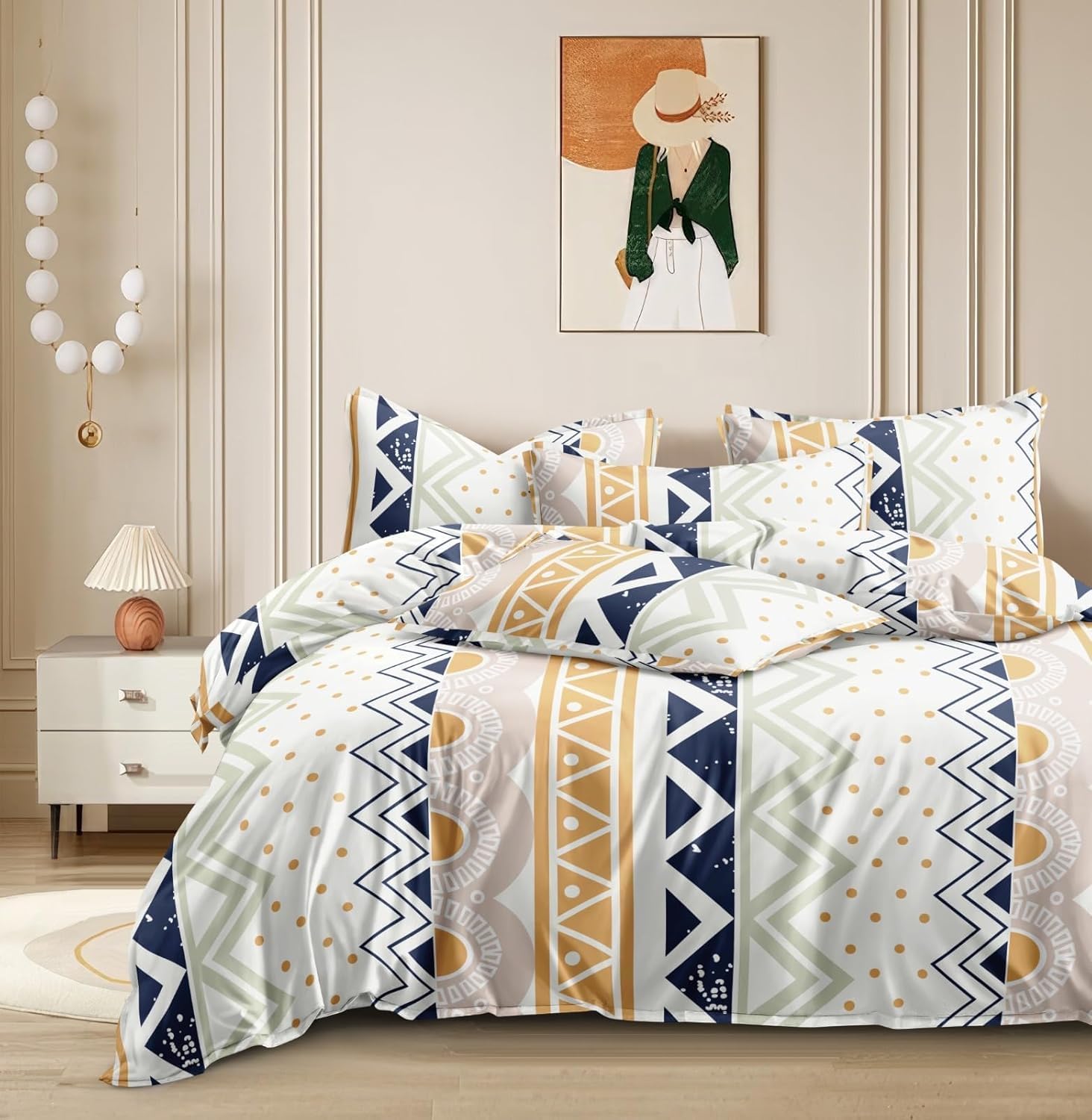 THE HOME STYLE Super Soft Glace Cotton King Size AC Comforter ll Blanket ll Duvet for Double Bed with 1 Flat Bedsheet and 2 Pillow Cover (Abstract Mist) (4PC Comforter Set)