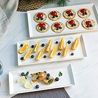 Vista 4 de Sweese Serving Platter, 15.5/13.8/11.7 Inch Rectangle Porcelain Serving Trays, Serving Dishes for Entertaining, White Platters for Serving Food