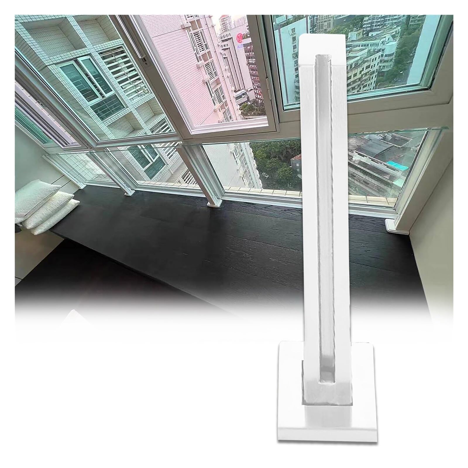 Poteau garde-corps en verre blanc en acier inoxydable réglable 155-76cm avec kit de montage