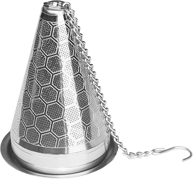 Stainless Steel Tea Infuser for Loose Leaf Tea, Extra Fine Mesh Tea Strainer with Chain Hook & Drip Tray, Reusable Tea Steeper for Mug, Cup & Teapot