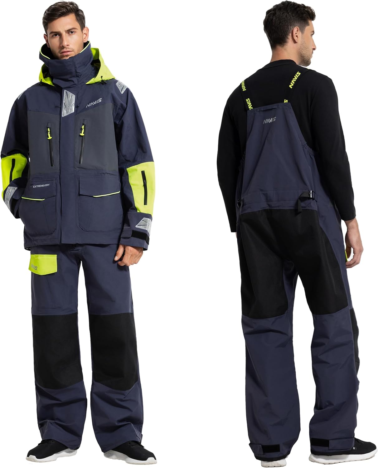 Men’s Sailing Jacket & Bib Pants Set – 3L GORE-Pro TEX Waterproof Foul Weather Gear for Offshore Ocean Sailing