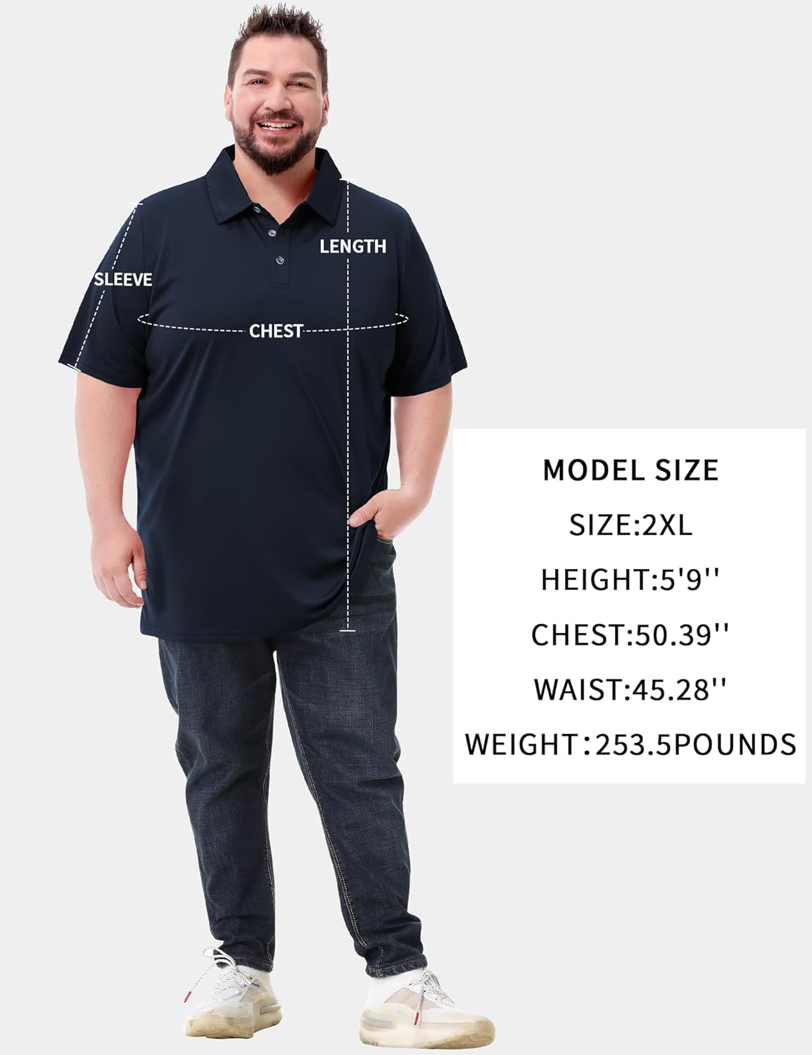 Idtswch Men's Big and Tall Polo Shirts UPF 50+ Casual Work Quick Dry Short Sleeve Collared Golf Shirt(XL-8XL) - Image 6