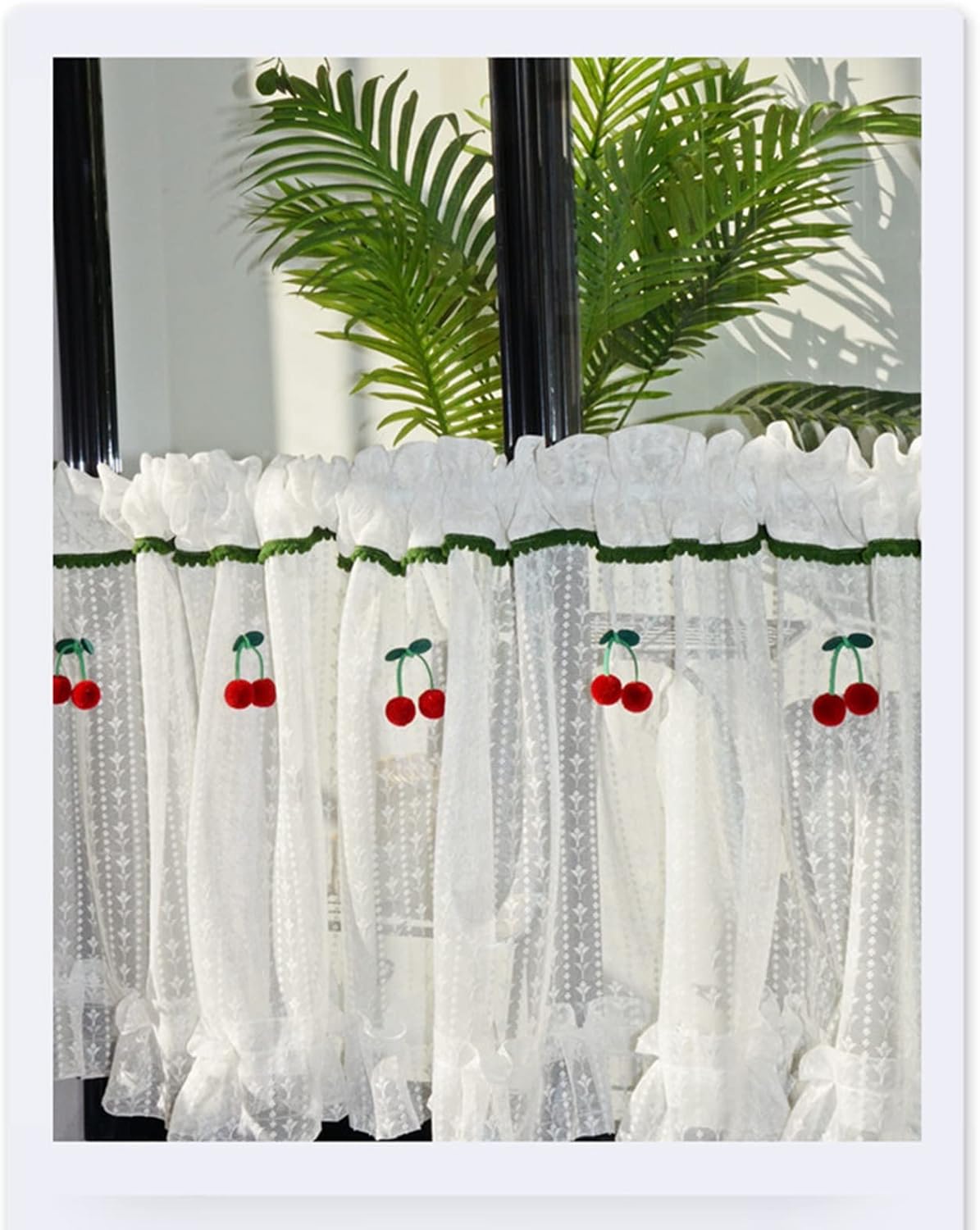 田園風 レースカーテン 小窓用 カーテンチュール、カフェカーテン 間仕切り 目隠し、小窓用 カーテン 、1枚入り、幅x丈 100x3