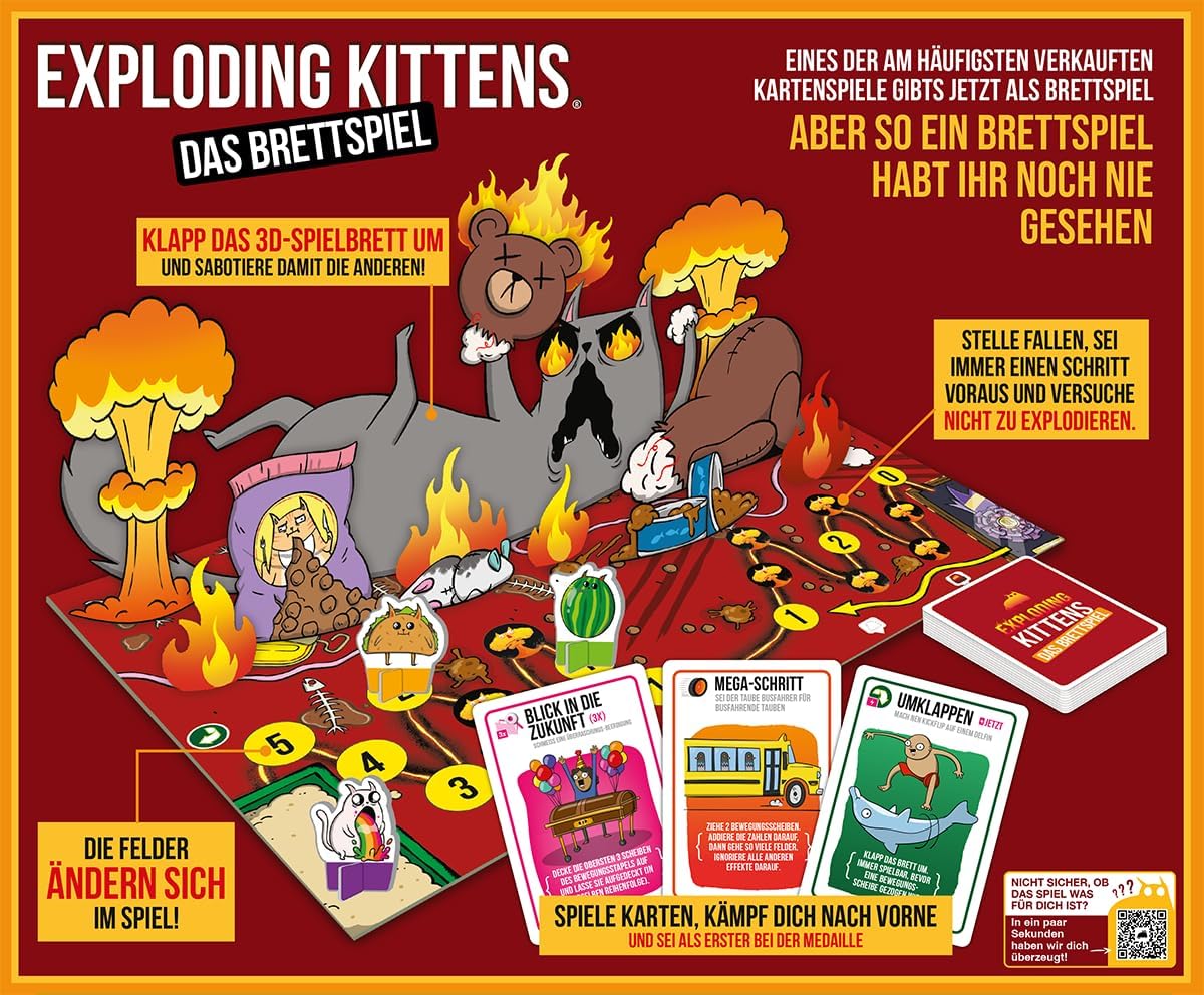 Exploding Kittens, Exploding Kittens: the board game, party game, 2-6 players, from 7+ years, 20 minutes, German
