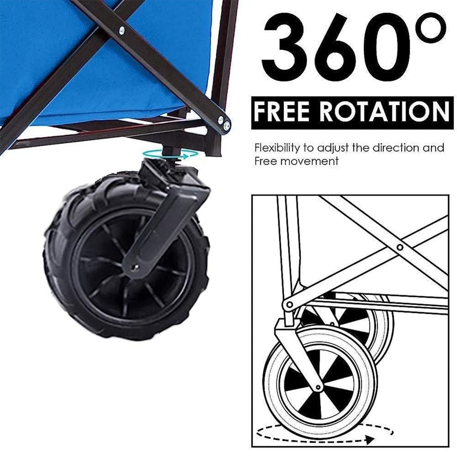 Carrello da Giardino carretto Trasporto Portata 100 kg Giardino con telone Rimovibile Pneumatici per Attrezzature Mano Versatile Adatto per la Spesa all'aperto Viaggi Campeggio(B)