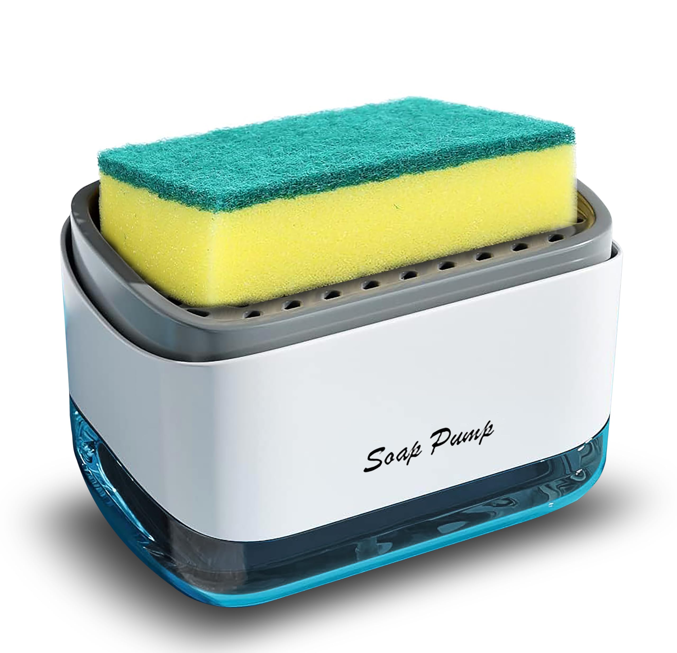 RKINC Kitchen Soap Dispenser with Sponge, 2 in 1 Liquid Soap Dispenser Holder, Liquid Dish Dispenser Container Comes with a Soft Sponge