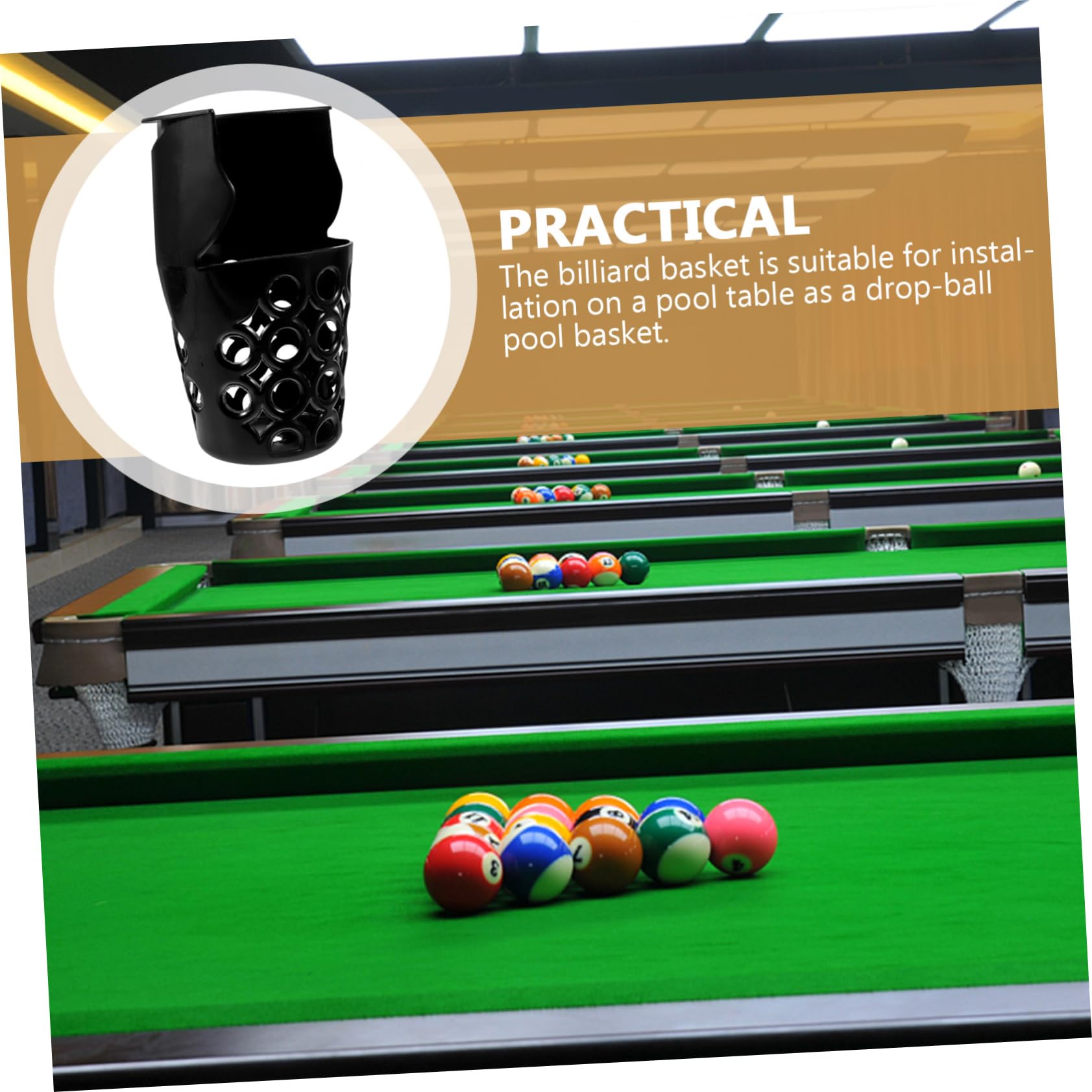 Milisten Cesta Lateral para Mesa de Billar con Bolsillos Desplegables Snooker PP Almacenamiento