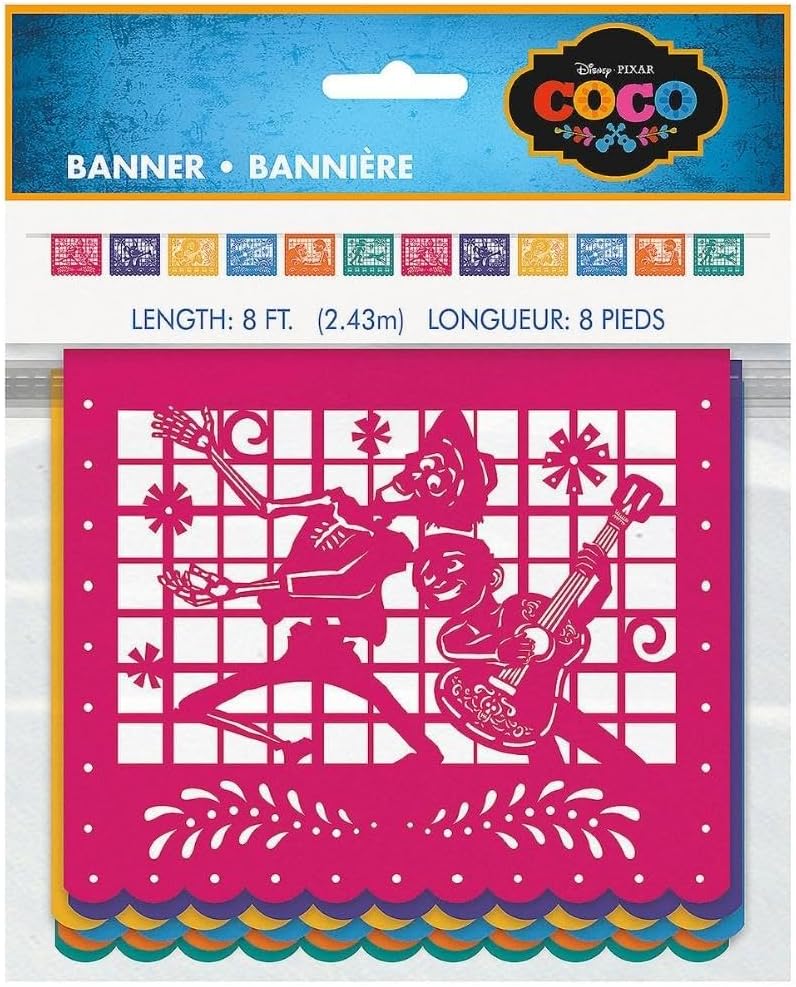 Disney Coco Party Block Banner (8 Ft.) - Multicolor Paper, Perfect for Celebrations - 1 Pc.