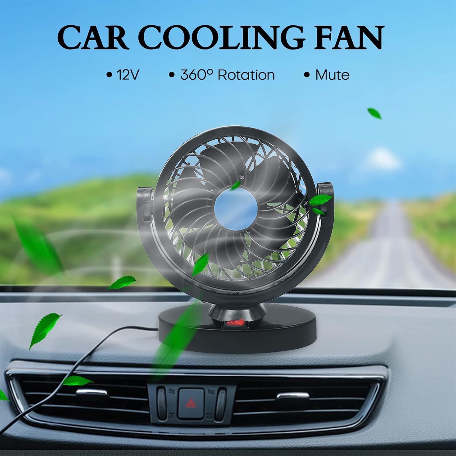 otoez Car Fan 12V USB Car Cooling Fan Vehicle Air Fan 360 Degree Adjustable 2 Speeds Low Noise Dashboard Cooling Air Fan for Car Truck Van SUV RV Boat Home Office : Electronics