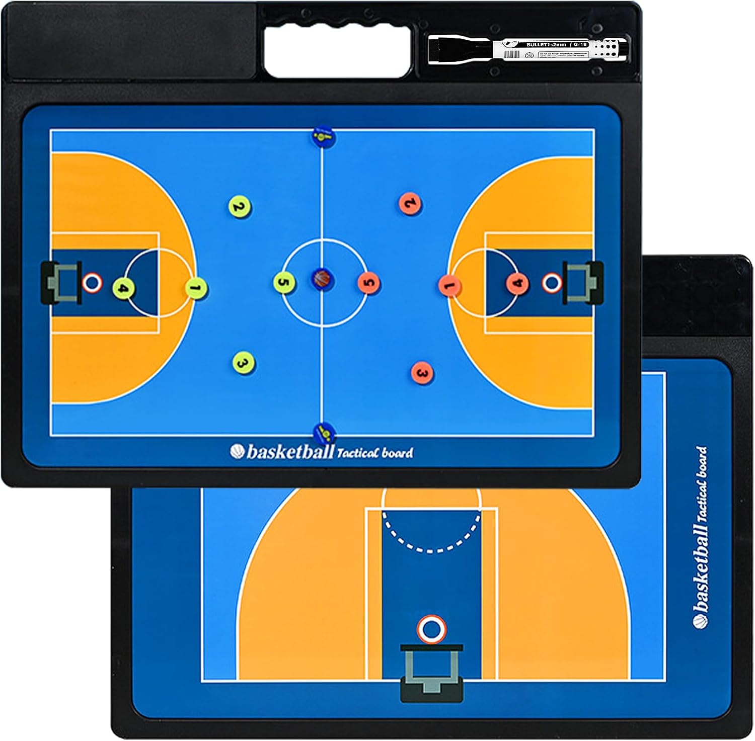 Basketball Coaching Board, Magnetic Basketball Coaching Marker Boards, Coaches Clipboard Tactical Magnetic Board Kit, Strategy Tactical Blackboard Double-Sided Dry Erase Coach Boards with Marker Pens