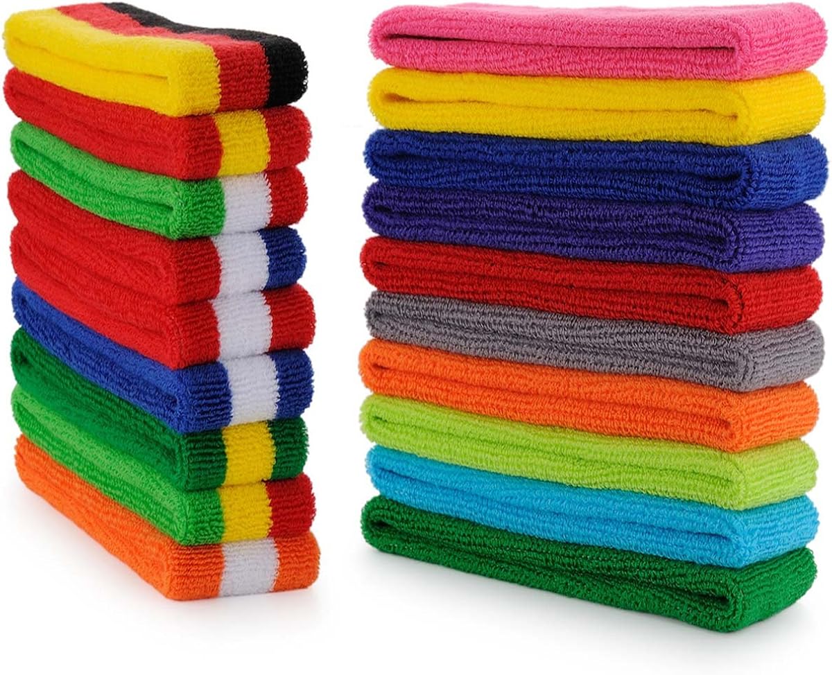 OnUpgo Headband Sports Sweatbands Wristbands Terry Cloth Striped Head Band/Wrist Band Set Athletic Exercise Basketball Headbands Moisture Wicking Sweat Absorbing Sweat Band (HEADB - Black): Clothing