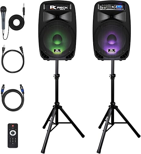 Miniatura 1 de PRORECK Dance 15 conjunto de sistema de altavoces PA portátil de 2 vías de 15 pulgadas y 2000 vatios con Bluetooth/USB/Lector de tarjeta SD/Radio