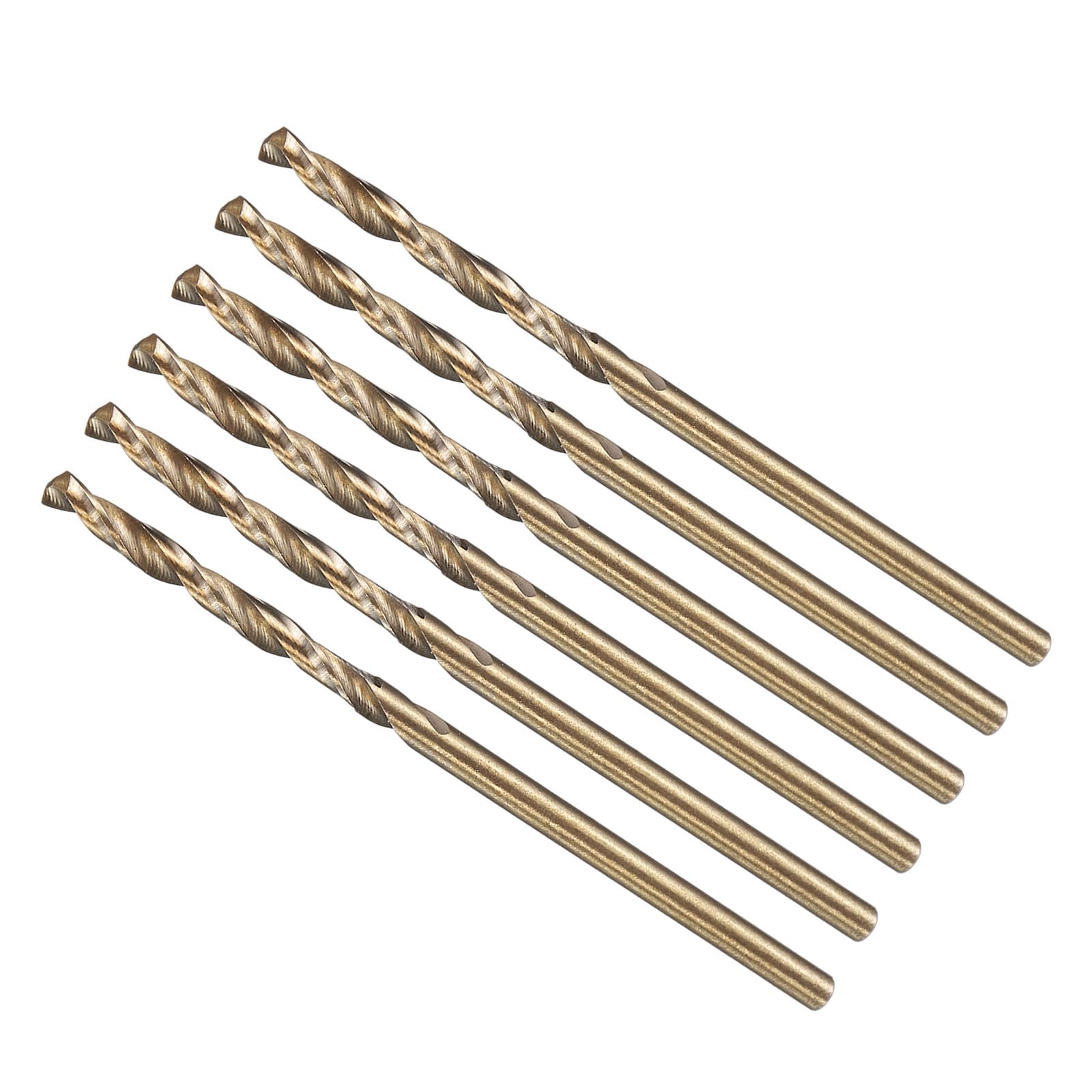 METALLIXITY Drill Bit (2mm) 6Pcs, M2 High-Speed Steel Straight Shank Spiral Flute 135°Point Tip Black and Gold Finish for Stainless steel Iron Copper Aluminum Hard Metal