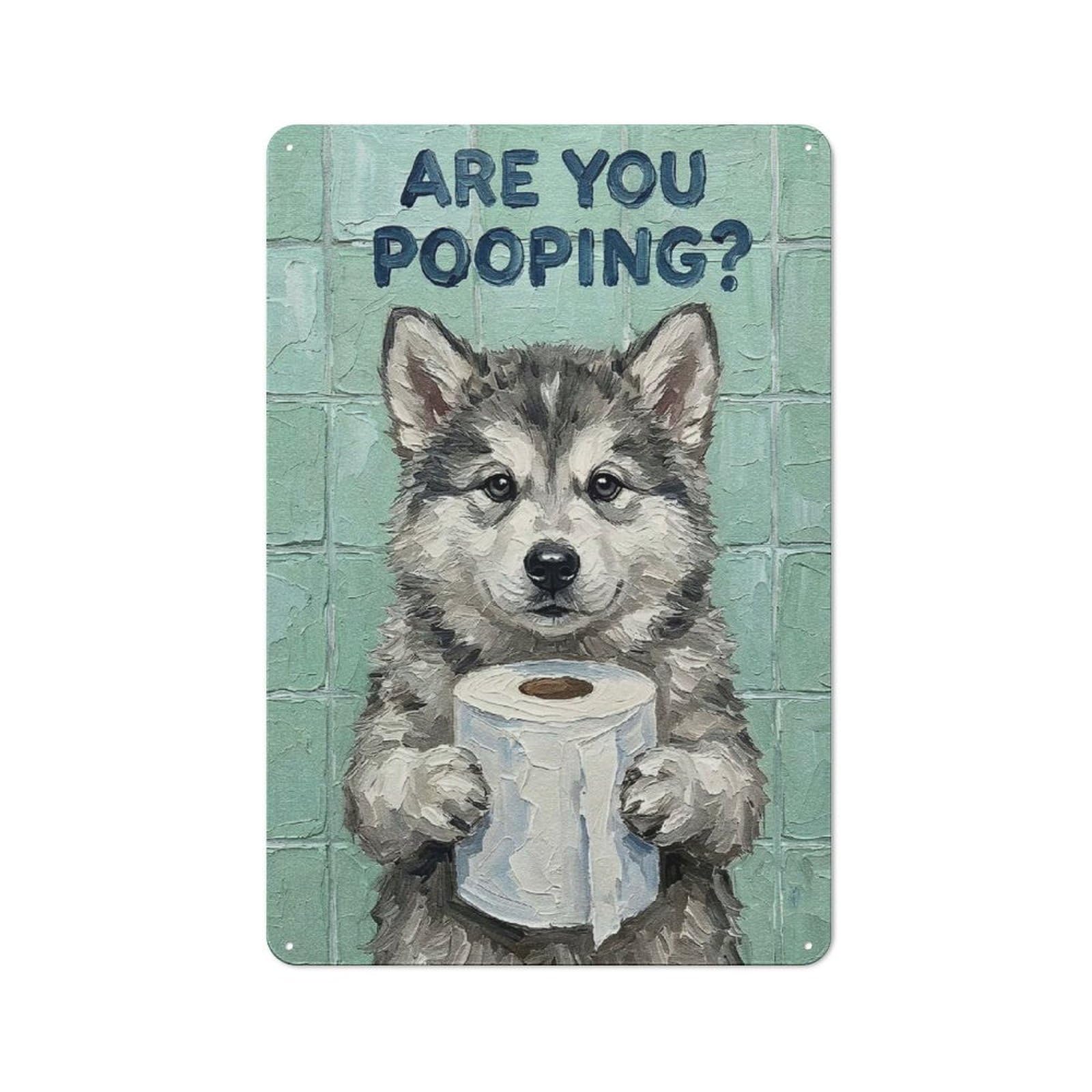 Junmoney Style-2 Country Style Kitchen Metal Sign 30X20cm Featuring Are You Pooping Husky Puppy Art, Diner Style Decor For Kitchen, Cafe, Pantry Or Dining Room