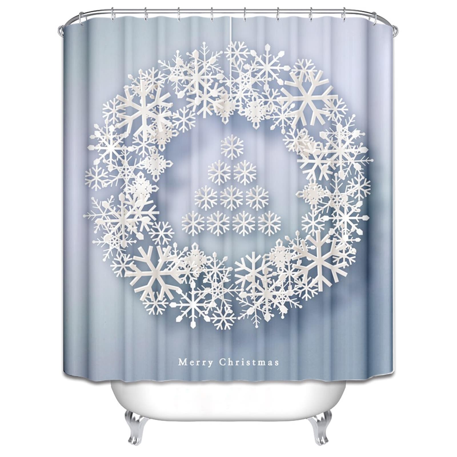 Rideau de douche blanc 120x180 cm avec motif de Noël en tissu polyester imperméable