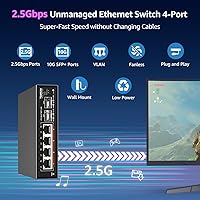 Vista 2 de Switch Ethernet no gestionado de 6 puertos 2.5G, 4 puertos Base-T de 2.5G, 2 SFP de 10G, compatible con 100/1000/2500Mbps, VLAN, sin ventilador