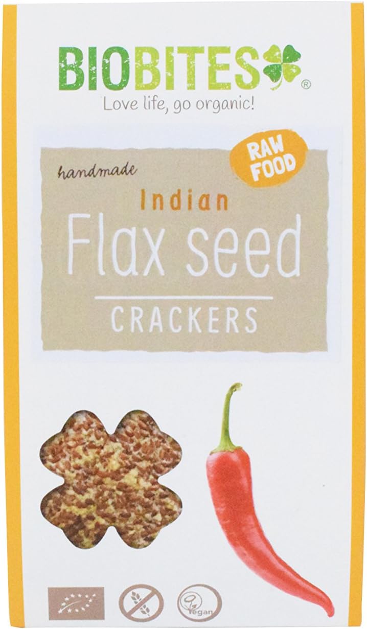 Biobites Organic Flaxseed Crackers - Indian Display 30g (Pack of 12)