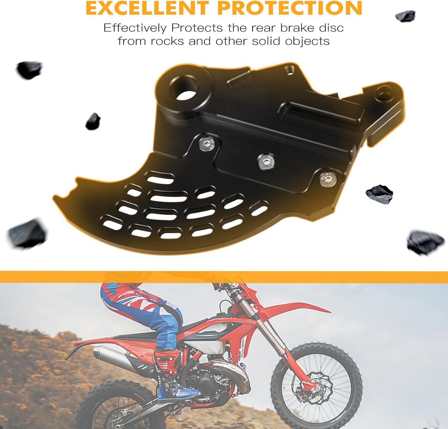 NICECNC Black Rear Brake Disc Shield Compatible with BETA 400/450RR/520RS 4T Enduro 2010-2014 250/300RR 2T 250/300RR 2T Enduro Racing 2013-2024 See Ftiment