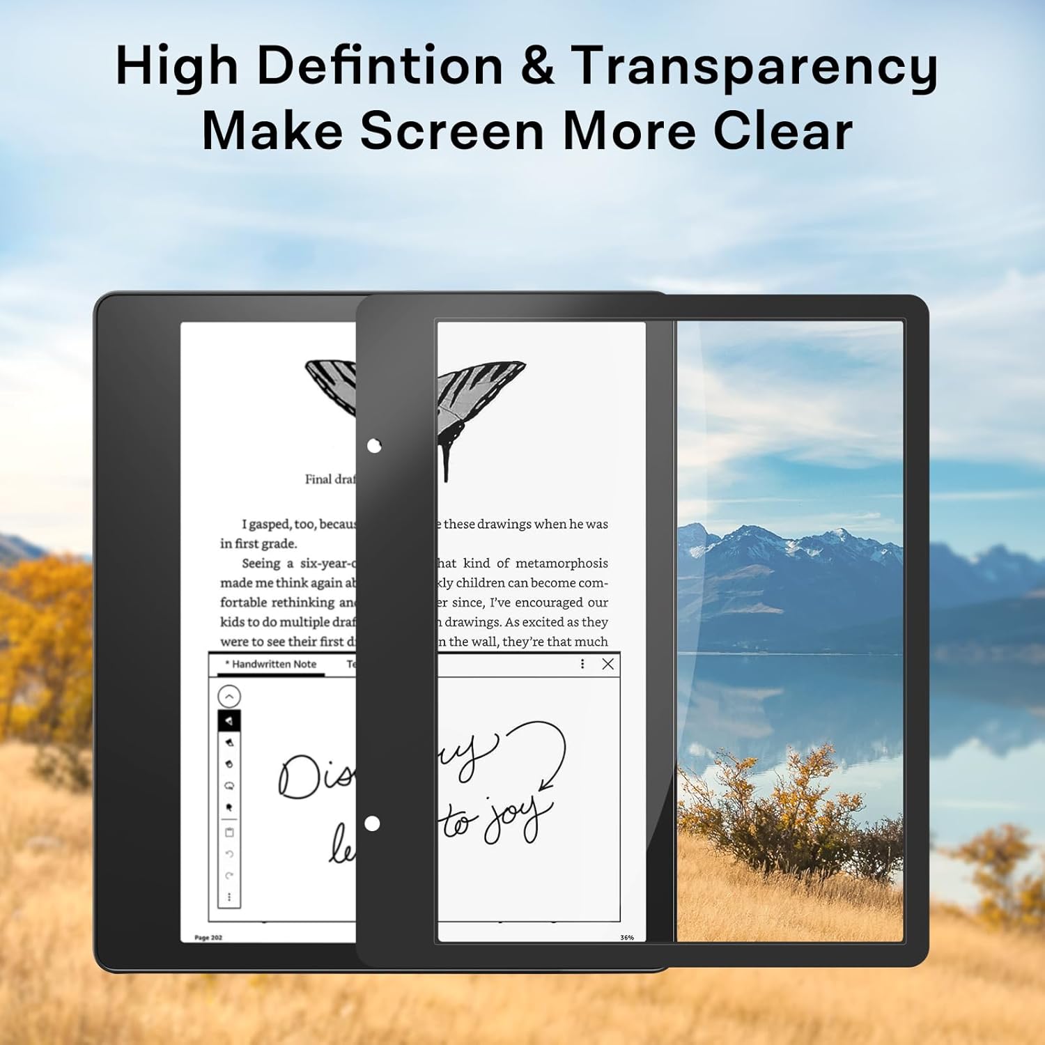 CoBak Paper Feel Writing Screen Protector for 10.2" Tablet Kindle Scribe, Boox Note Air 3, TouchPad D10 - Anti-Glare HD Clarity 9H Tempered Glass - 2 Pack