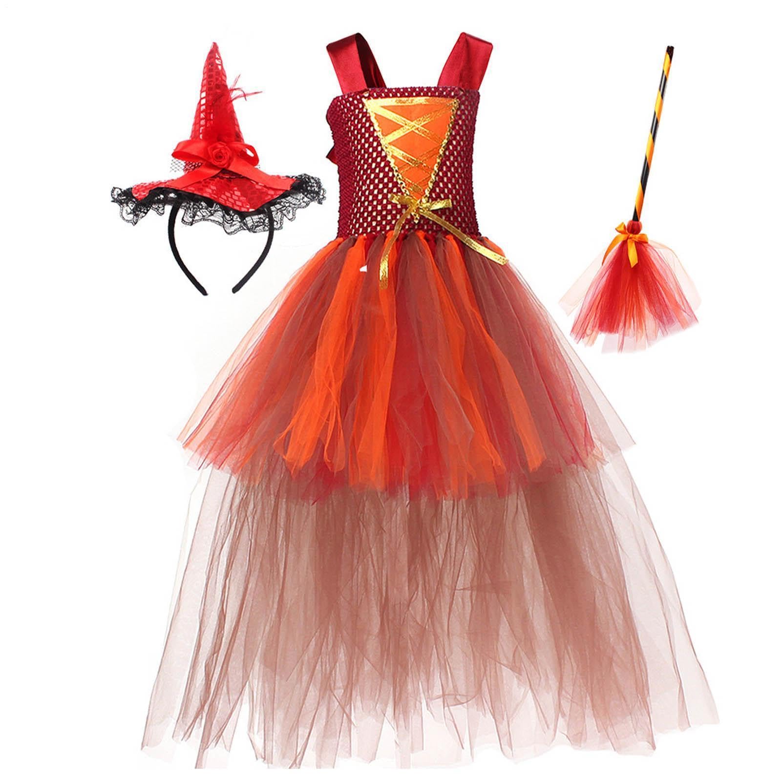 Costume per Bambini Set Travestimento Halloween con Cappello e Scopa
