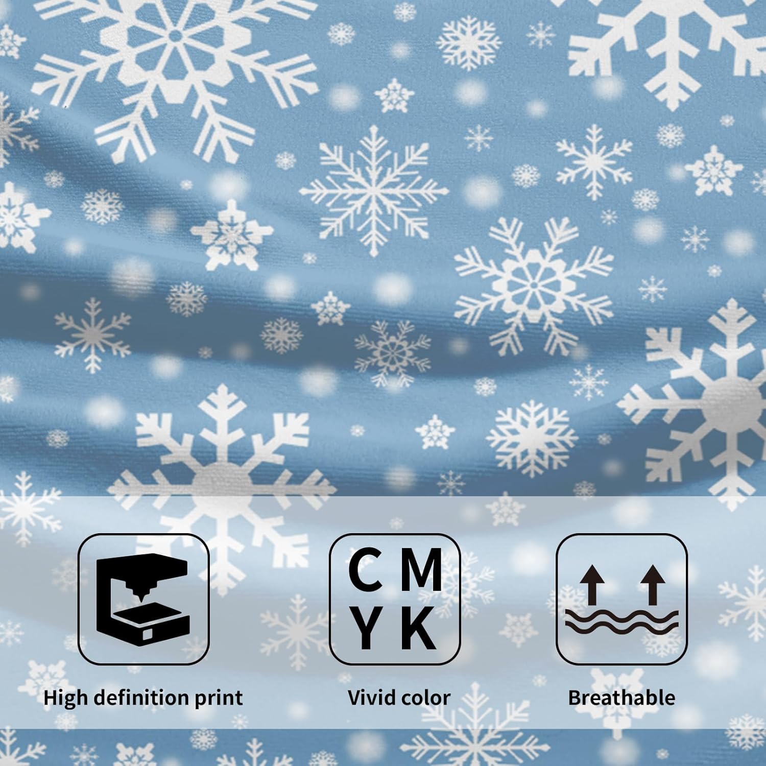 Winter Blue Snowflakes Hand Towels Set of 2 Highly Absorbent Soft Blue Christmas Towels for Bathroom Winter Christmas Deorative Kitchen Towels Washcloth for for House Hotel Gym Spa Yoga Sport 14”x28" - Image 3