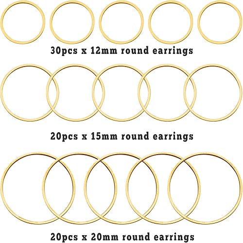 Miniatura 2 de 70 aros de cuentas para hacer joyas, aretes de aro, accesorios circulares de bisel abierto, marco colgante para manualidades, collar de aretes,