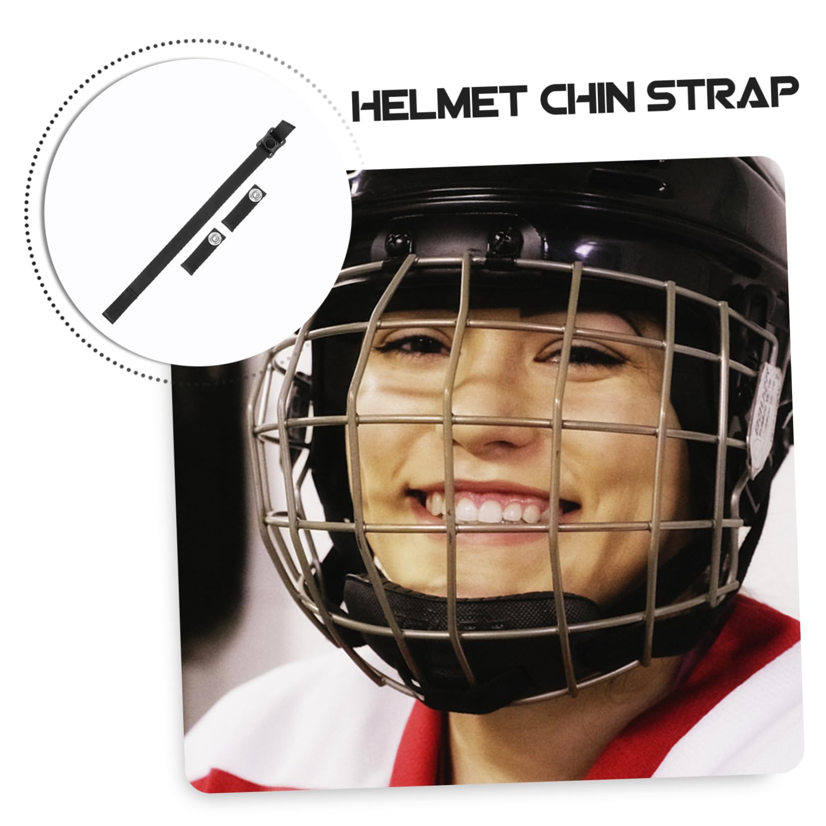 TOYANDONA Correa Montura de mentón Acolchado Hockey Hebilla reemplazo Deportes Accesorio de Casco Accesorios de Casco mentonera Elastica para Casco Poliéster Black