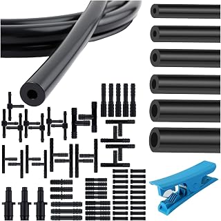 6PCS 4.9Ft Vacuum Hose Automotive with 64PCS Connectors and 1PCS Tube Cutter,ID 1/8" 5/32" 3/16" 1/4" 5/16" 3/8" Vacuum Lines Automotive,Universal Silicone Tubing for Water/Air