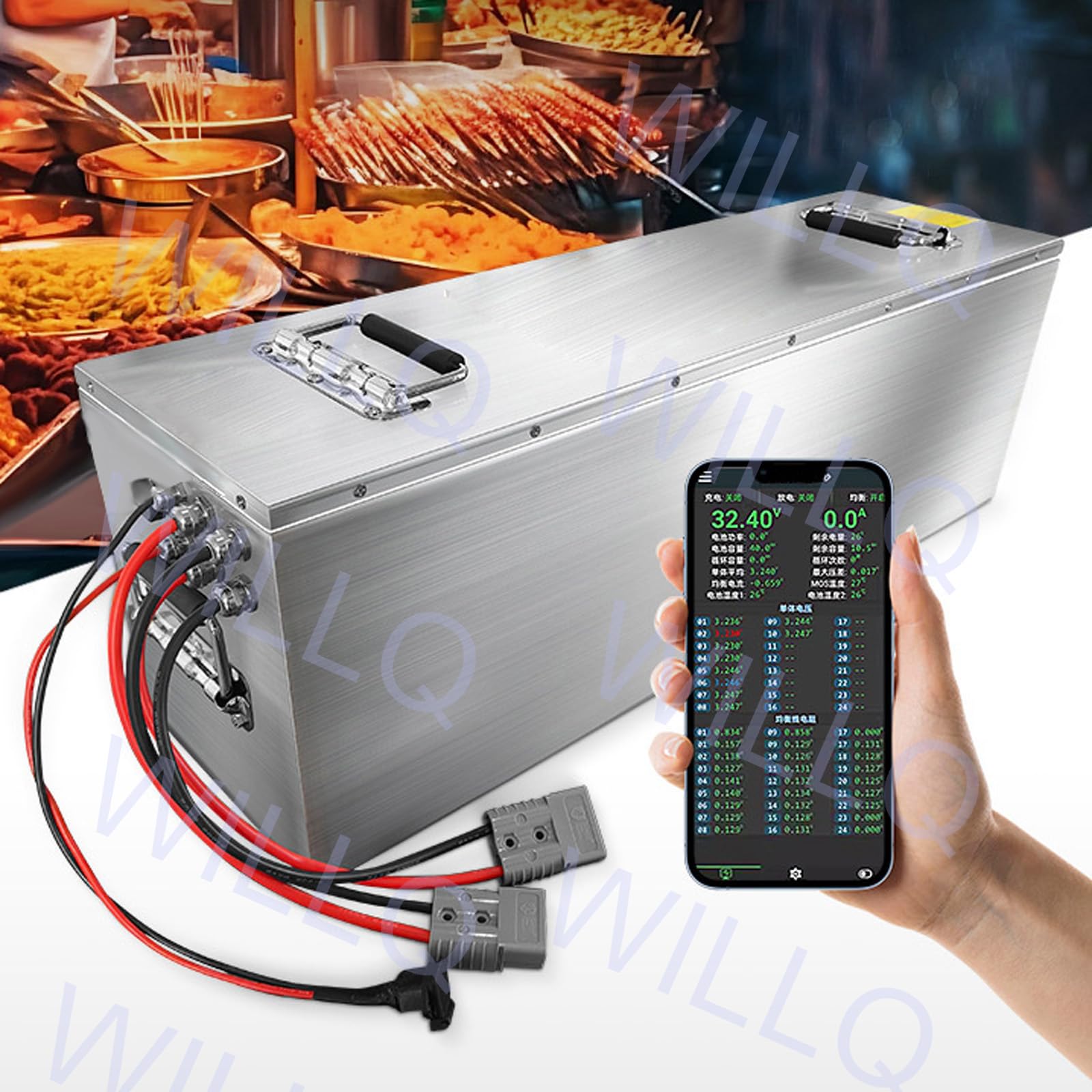 Batterie LiFePO4 Portable 24V 48V 60V pour extérieur 25,6V 51,2V 64V 100Ah 150Ah 300Ah pour Voiture de Golf, Camping-Car, Stockage d'énergie et éclairage d'urgence