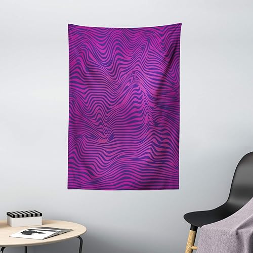 Miniatura 2 de Ambesonne Synthwave Tapestry, Bicolour Design of Abstract Retro 1980's Inspired Wavy Stripes Pattern, Wall Hanging for Bedroom Living Room Dorm