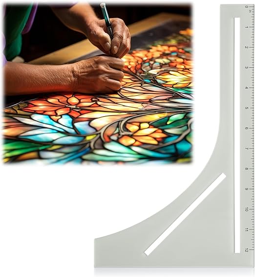 Amazon.com: Tellegloww 12 Inch Plastic L Cutting Ruler Stained Glass ...