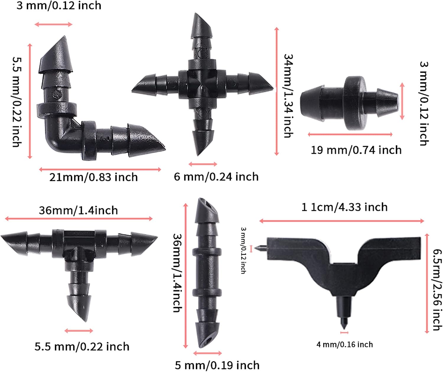 Garden Plumbing 4/7mm Hose Oblique Barbed Connector Kit Tee Elbow Straight Fitting End Garden Irrigation Water Connector Pipe Splitters Plumbing Fittings