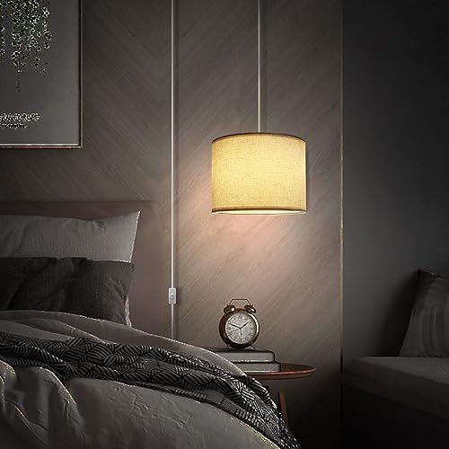 Miniatura 3 de Lámpara colgante enchufable, lámpara colgante de 15 pies con cable de enchufe, interruptor de encendido/apagado, iluminación colgante con pantalla