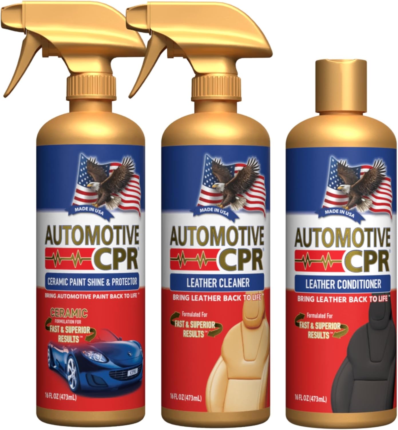 Paint & Leather Bundle - Ceramic Paint Shine & Protector, Heavy Duty Leather Cleaner, & Conditioner