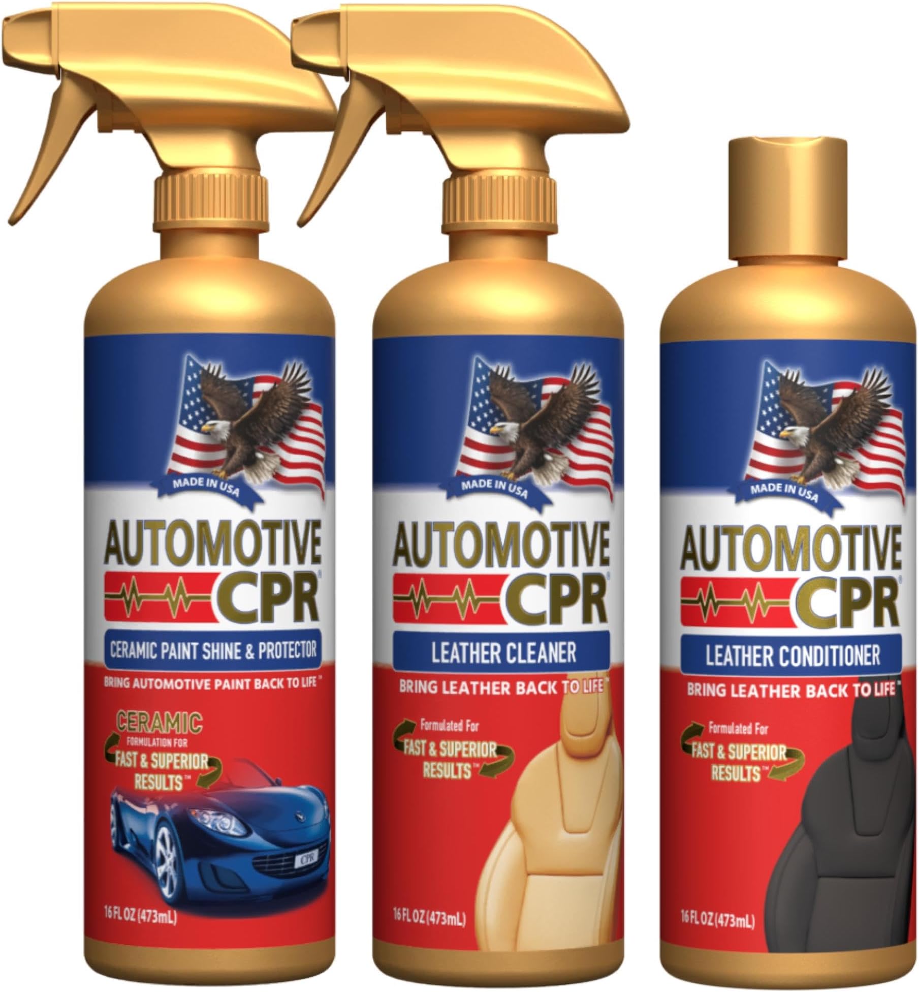 Paint & Leather Bundle - Ceramic Paint Shine & Protector, Heavy Duty Leather Cleaner, & Conditioner