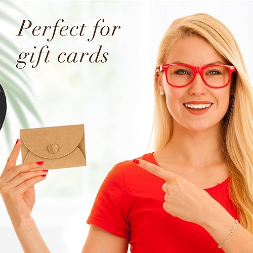 Miniatura 6 de 25 sobres pequeños con 25 tarjetas en blanco de 4.1 x 2.8 pulgadas, bonitos sobres pequeños con cierre de corazón para tarjetas de regalo, recuerdos