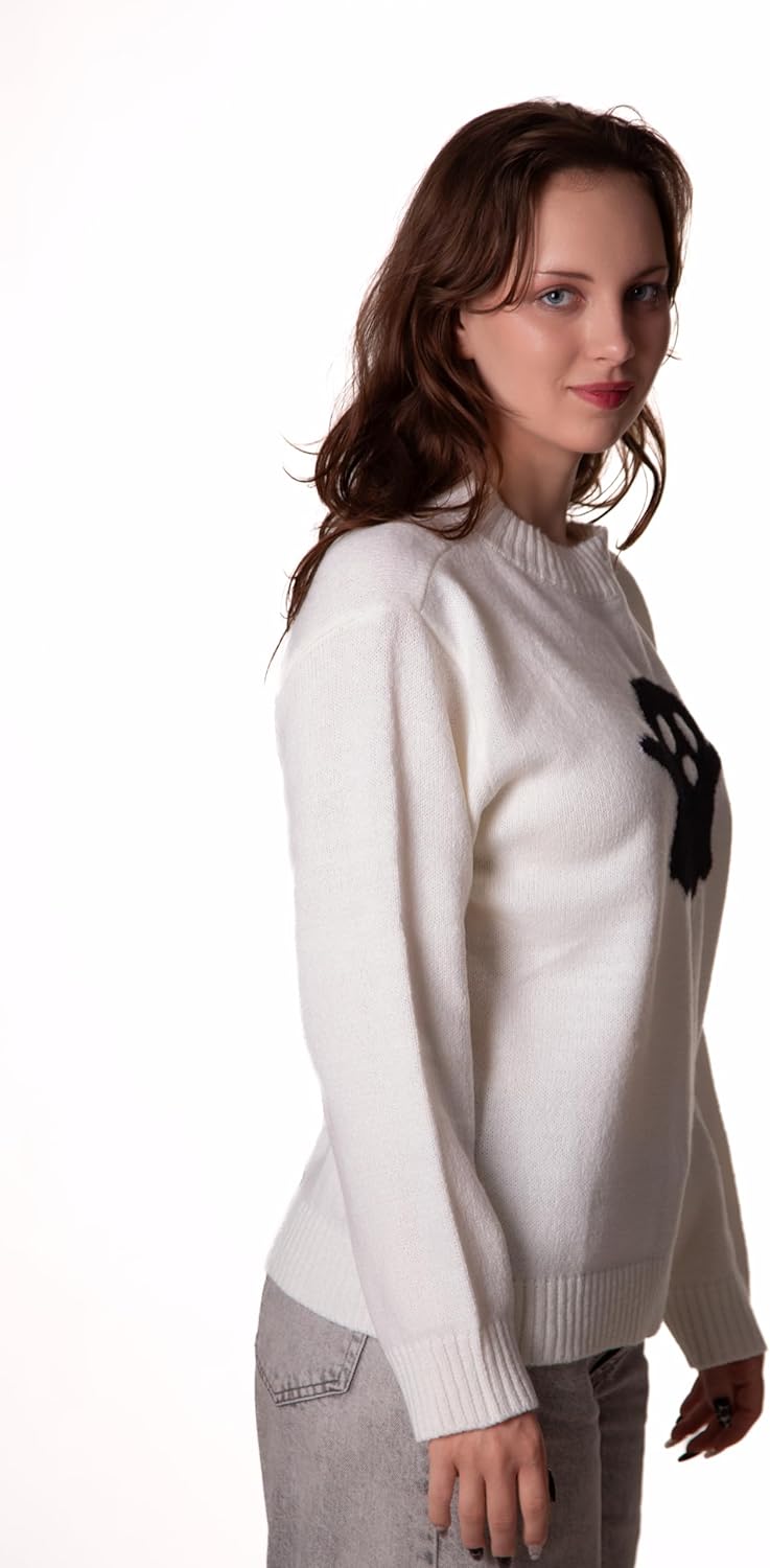 Madore Ghost Sweater for Womens Halloween Sweaters Teens Women Cute Spooky Haunted Fall Witch Halloween Pumpkin - Image 3