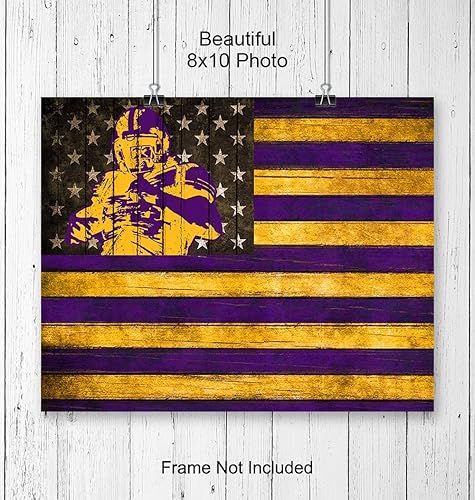 Miniatura 3 de LSU Fighting Tigers Football Wall Art Print Poster - Patriotic Flag - Gift for Men, Louisiana State University Sports Fans - Home Decor for Den,