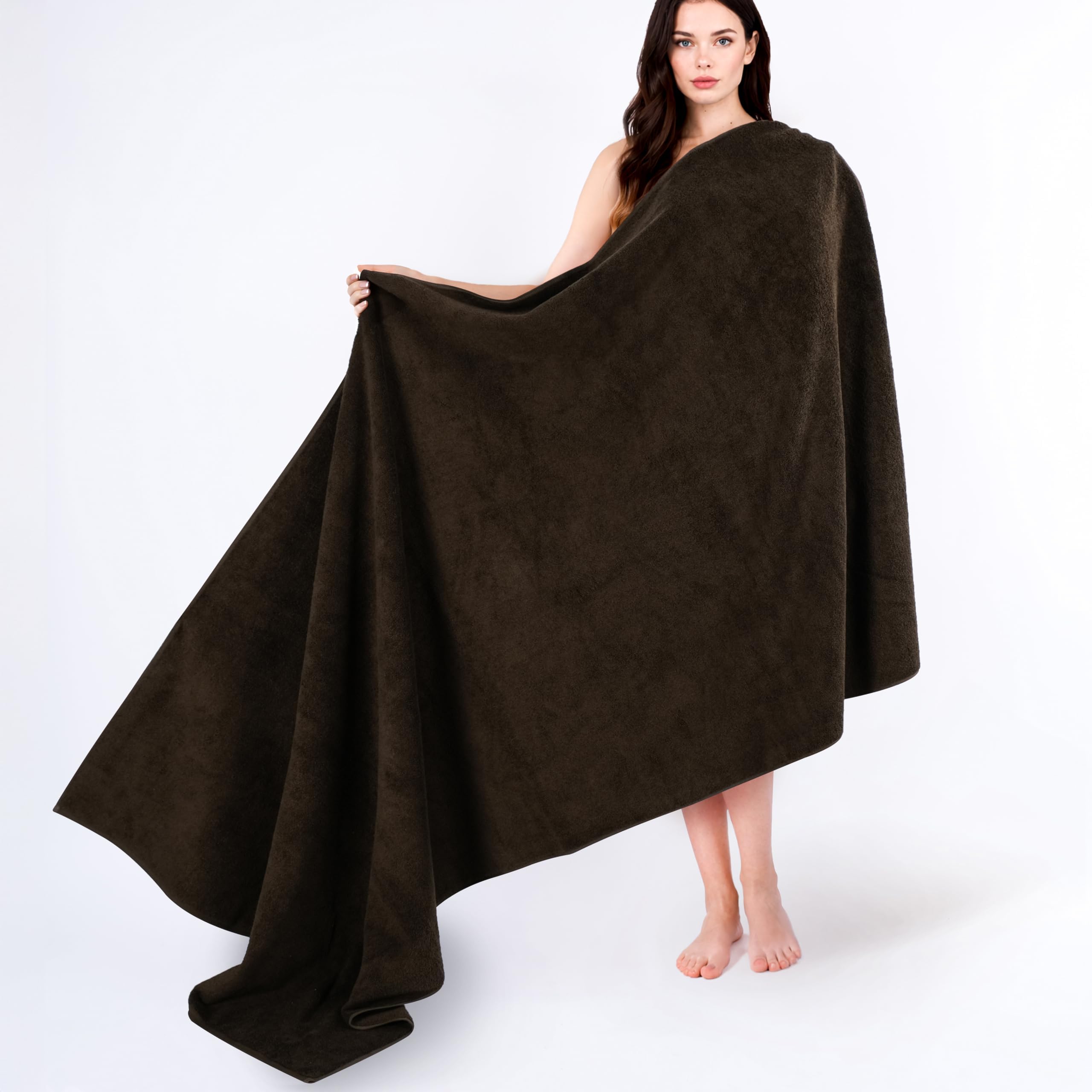Cotton Paradise 100% Cotton 40x80 Oversized Bath Sheet, Extra Large Turkish Bath Towels for Bathroom, Brown Bathsheet