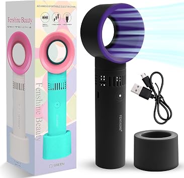 Portable USB Rechargeable Mini Fan Eyelash Fan Dryer Bladeless Handheld for Eyelash Extension, Air Conditioning Blower for Essential Eyelash Extension Supplies Black 02