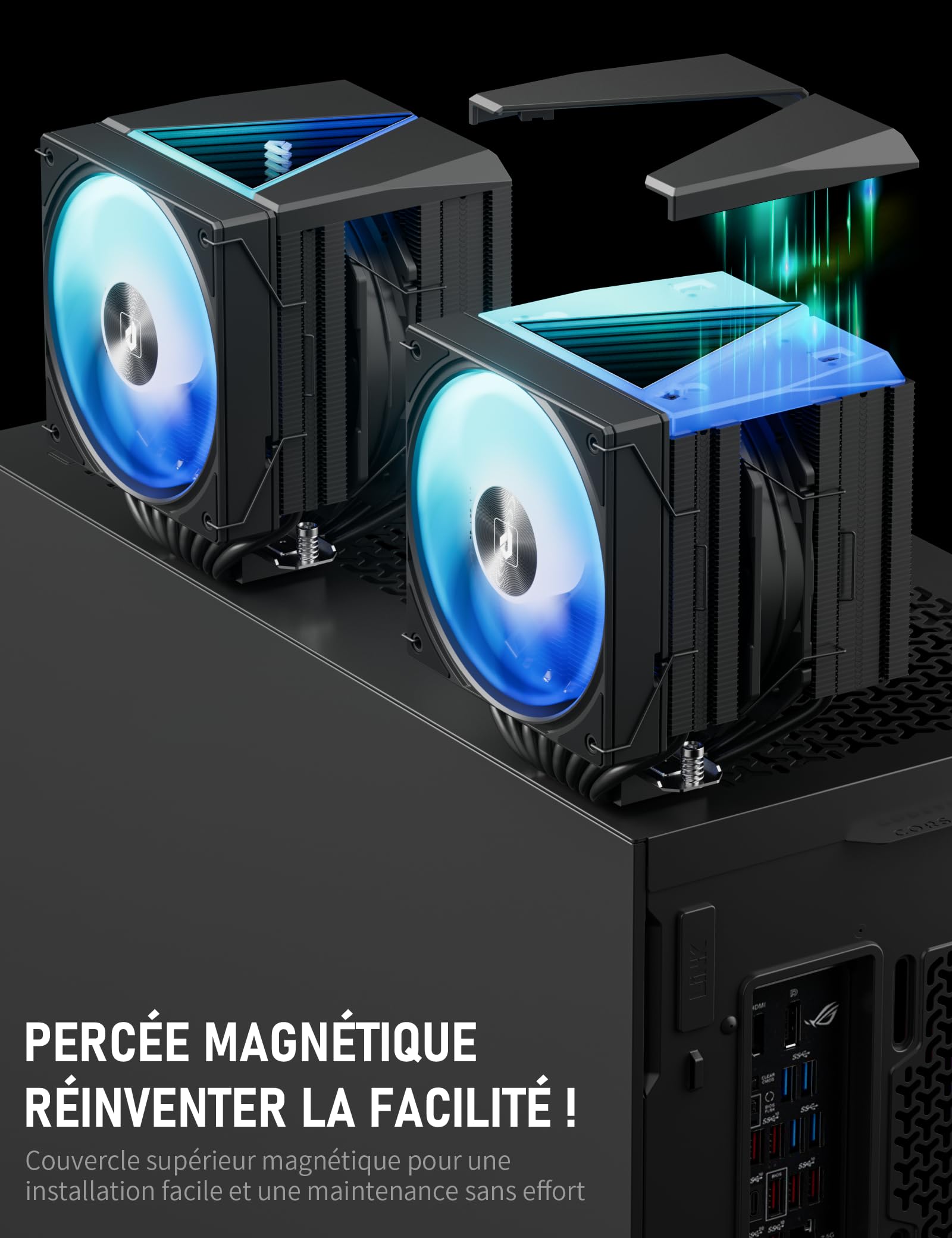 upHere UE2 Elite KC8C Ventirad ARGB 8 Caloducs,Refroidisseur CPU Double Tour 120mm pour AM5/AM4/AM3 LGA 1851/1700/115x/1200/2011/2066,Ventilateur PC Silencieux Haute Performance