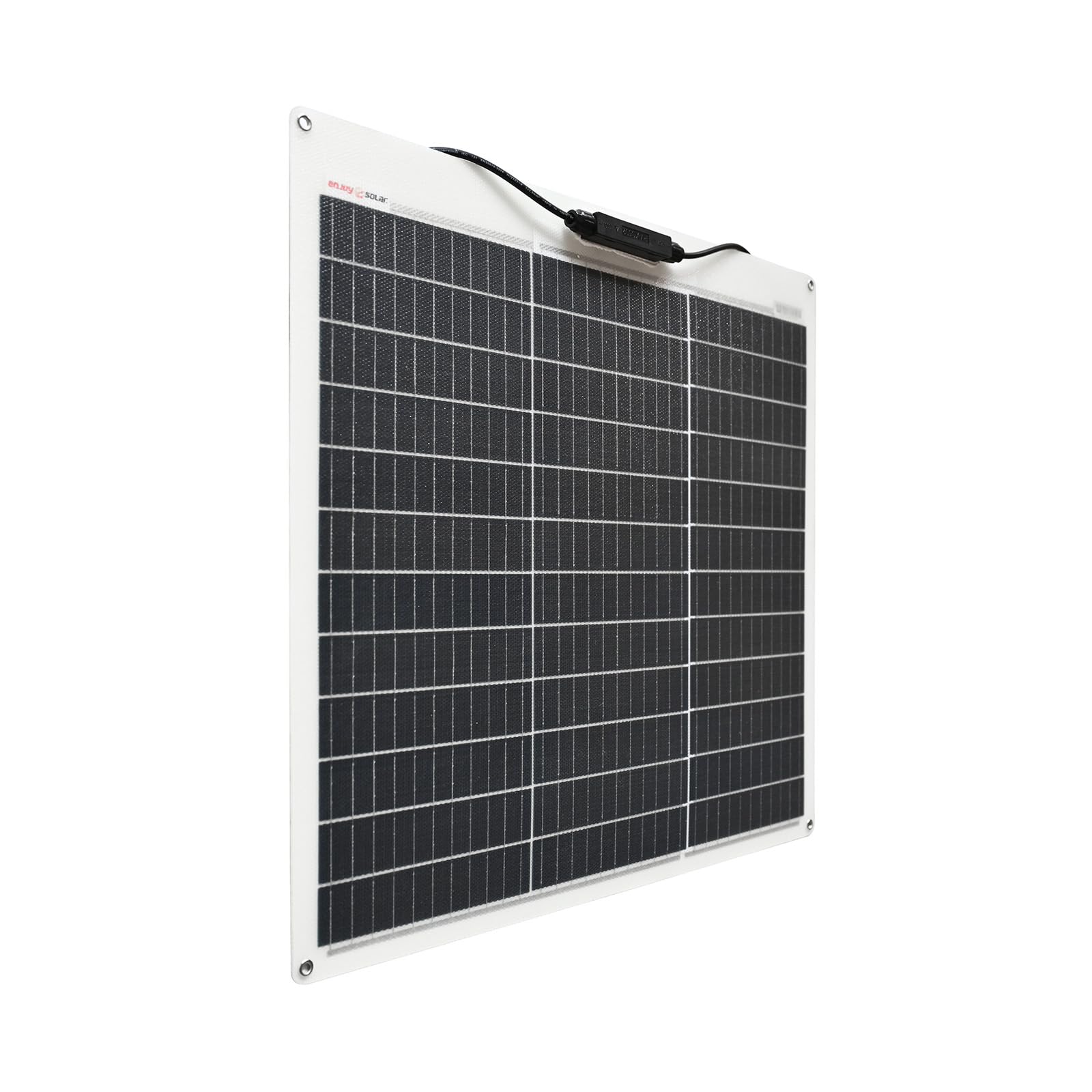 enjoy solar® Pannello Solare Semiflessibile Monocristallino 50W 12V ETFE, Celle Solari PERC 182 * 182mm con 10 Busbars - Ideale per Camper, Impianto da Balcone, Casetta da Giardino, Barca