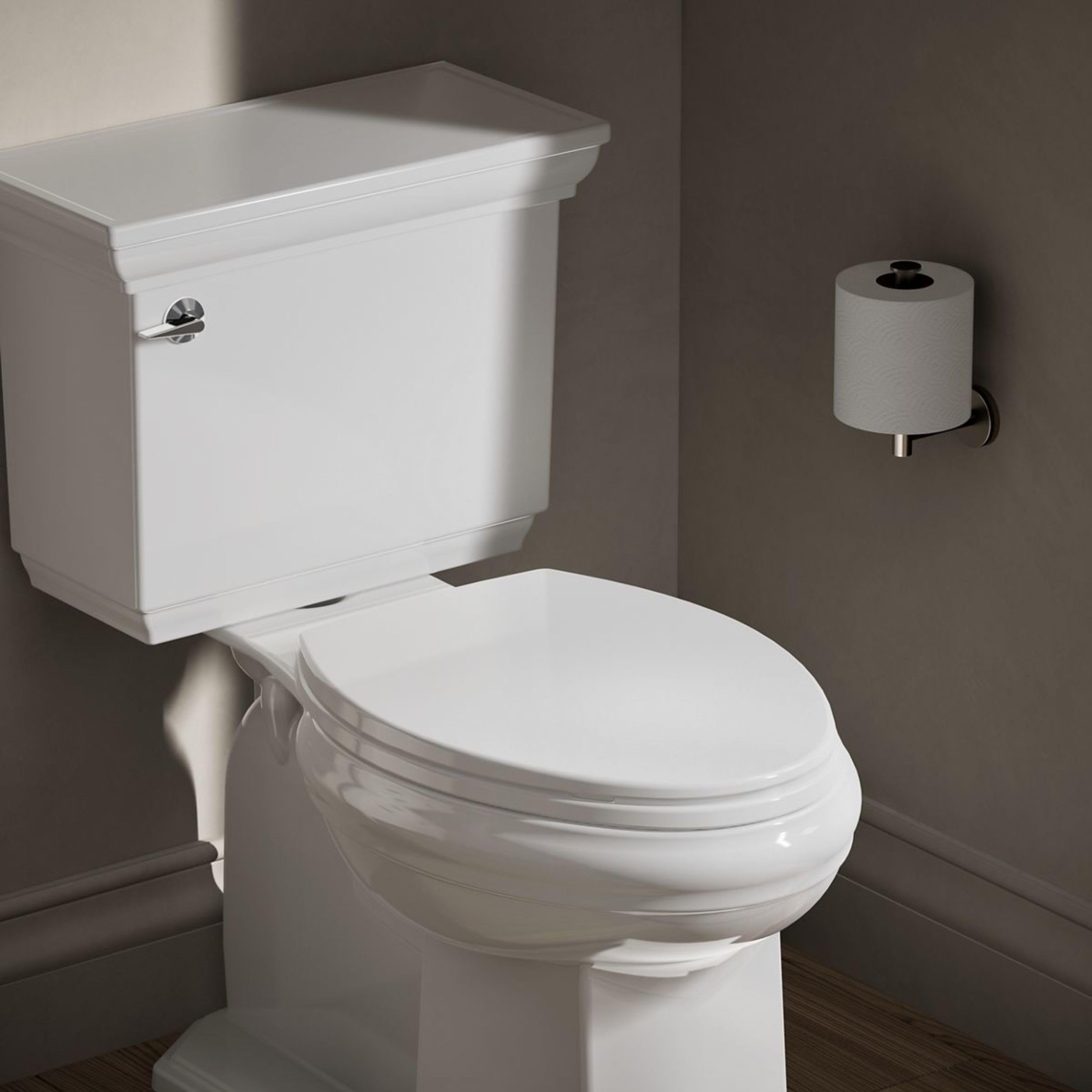 Kohler Brevia 20110-0 Asiento de inodoro alargado con parachoques de agarre, cierre silencioso, accesorios de fijación, bisagras de liberación rápida, blanco