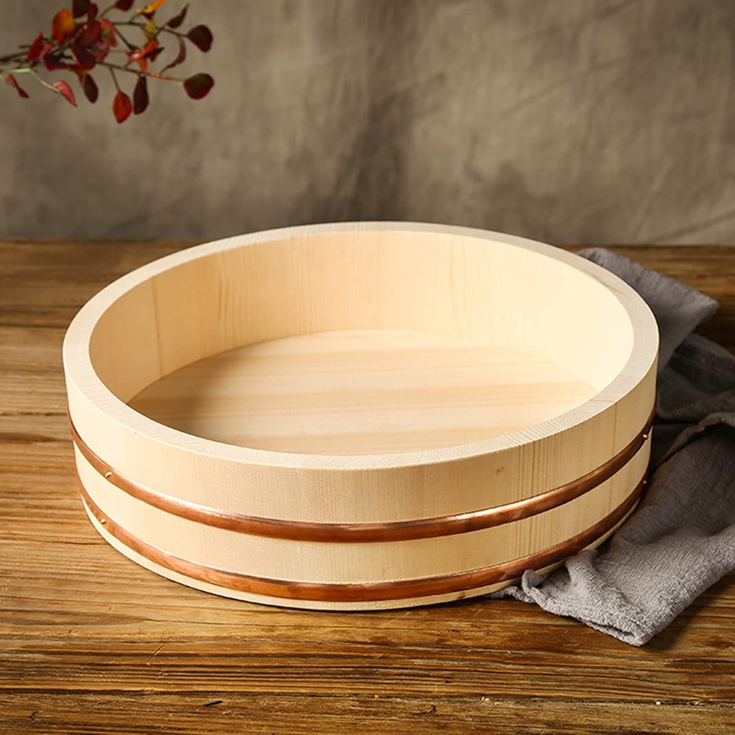 Hgiri Oke Sushi Miska Chłodząca Do Ryżu Zestaw Akcesoriów Do Serwowania Z Matami Do Sushi I łopatką Do Ryżu Do Restauracji, 30cm/11.8in