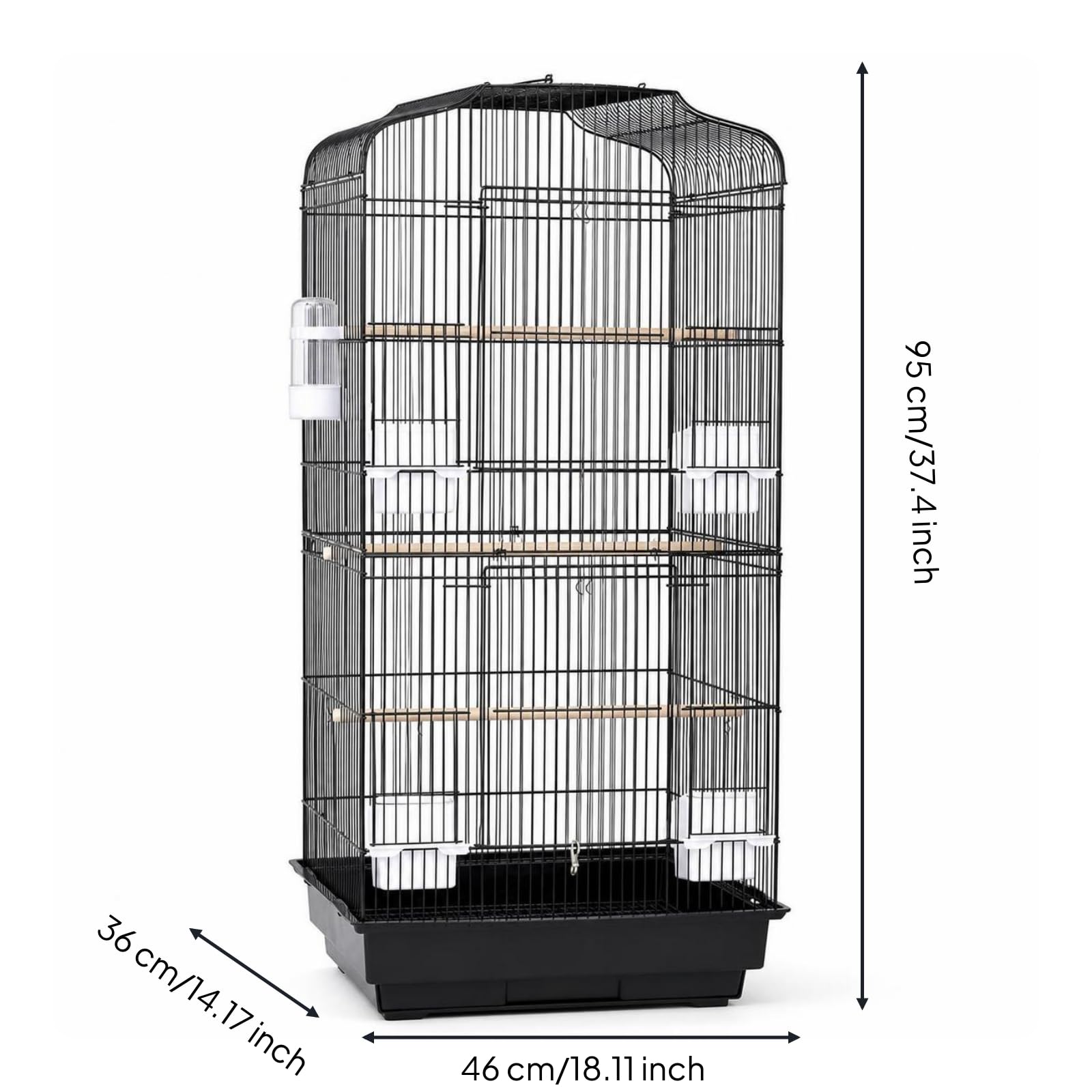 Metallkäfig mit Kotschublade engmaschig Zimmvolie mit Bodenschale ausziehbar Vogelkäfig Kotschublade für Vogelbesitz, Wohnzimm, Array, Schwarz, Standardversion