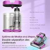 Linkifly MT1 Double-Cup Cordless Vacuum Mattress Cleaner, 18Kpa Suction 253.7nm UV-C Light & 80000Rpm Rotation Ultrasonic Tech, Portable Handheld Vacuum for Bed/Fabric Sofa/Carpet Cleaning - 4