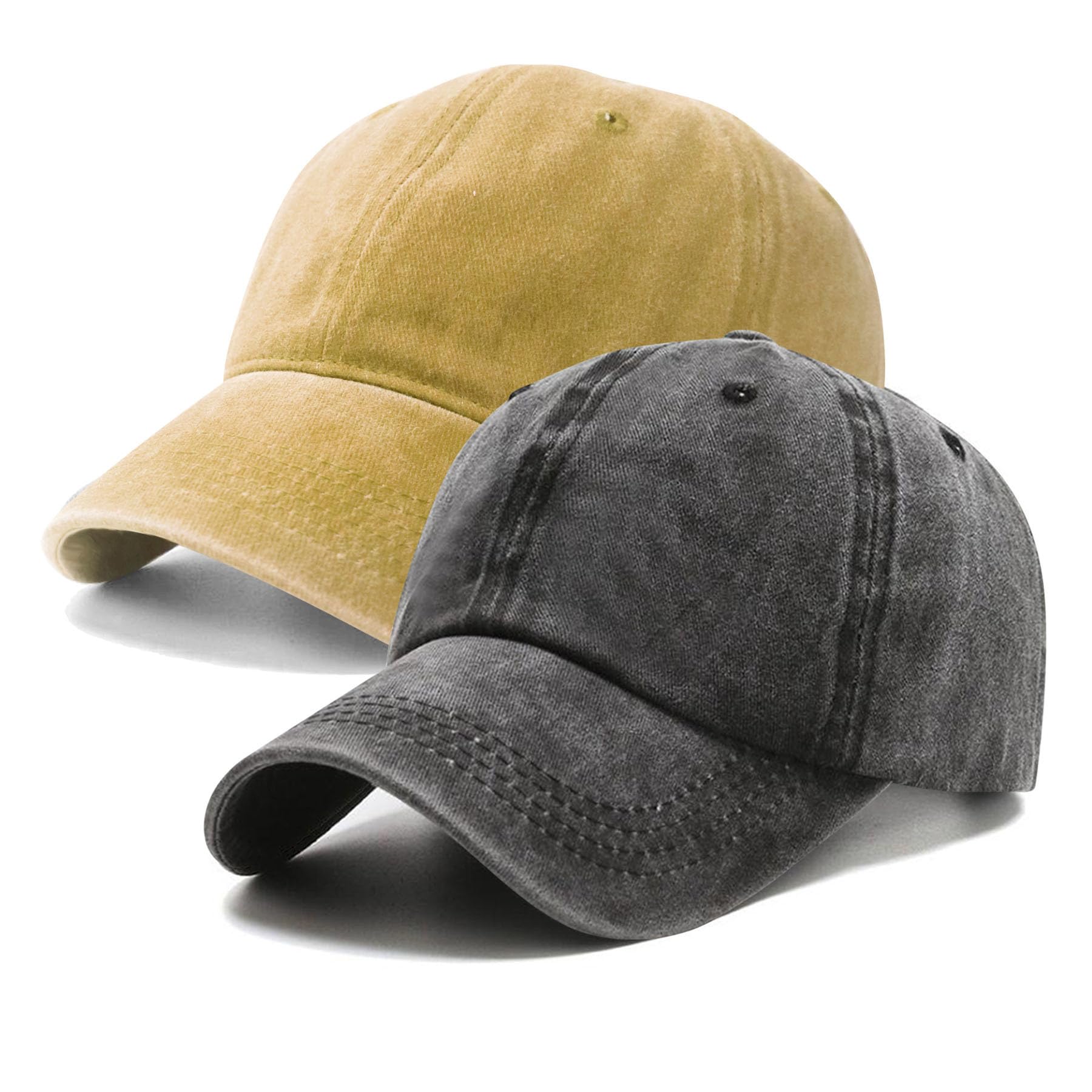 PFFY 2 Packs Vintage Washed Distressed Baseball Cap Dad Hat for Men Women