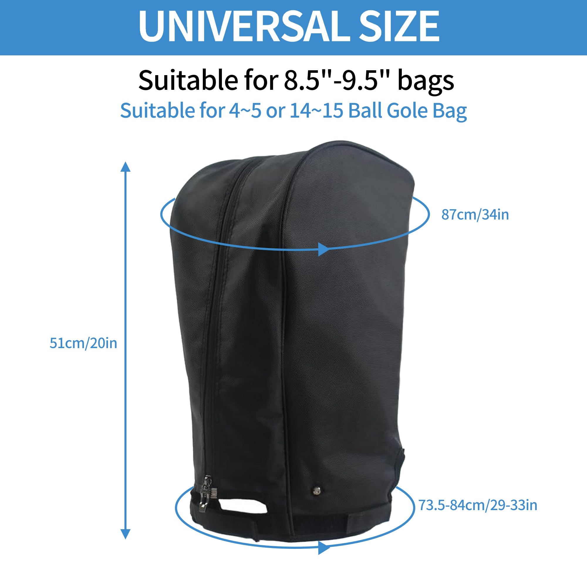 ohbien Housse de pluie imperméable universelle pour sac de golf avec sangles à boucle fixe, tissu Oxford 900D, accès facile, s'adapte à la plupart des sacs de golf et chariots de transport