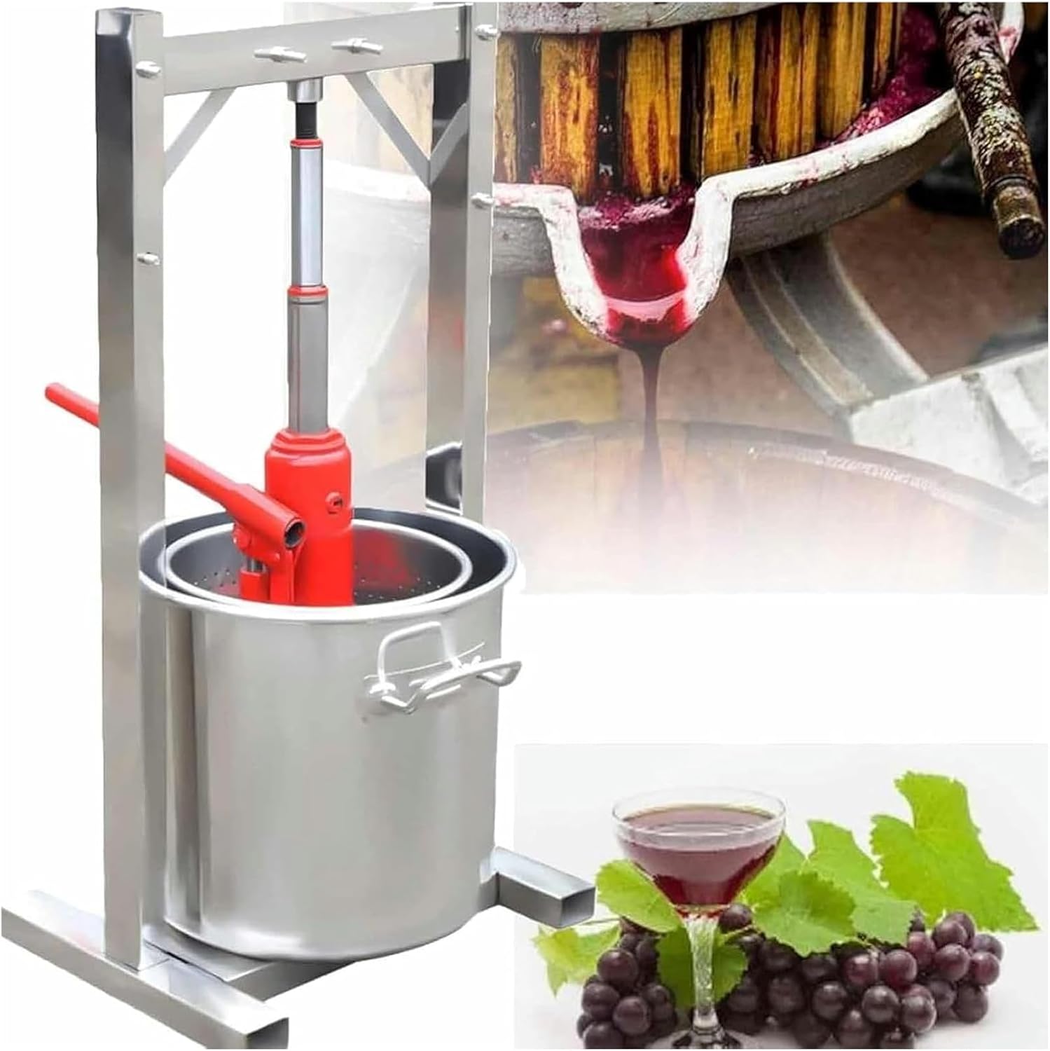 Fruit Wine Manual Press, Manual Press, 12/22/36l Manual Juice Maker, Grape Crusher for Wine Making, for Honey Chilli Oil Family Restaurants(22L)