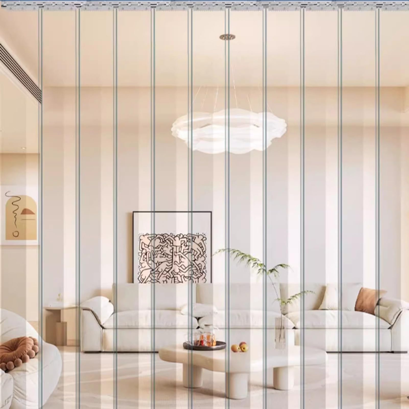 Plastiques Bande de Lamelle PVC Store Verticaux Flexible Transparent Isolant Rideau Porte Lanieres Salles à Manger, Locaux Commerciaux(120x240cm/47.24x94.49in)